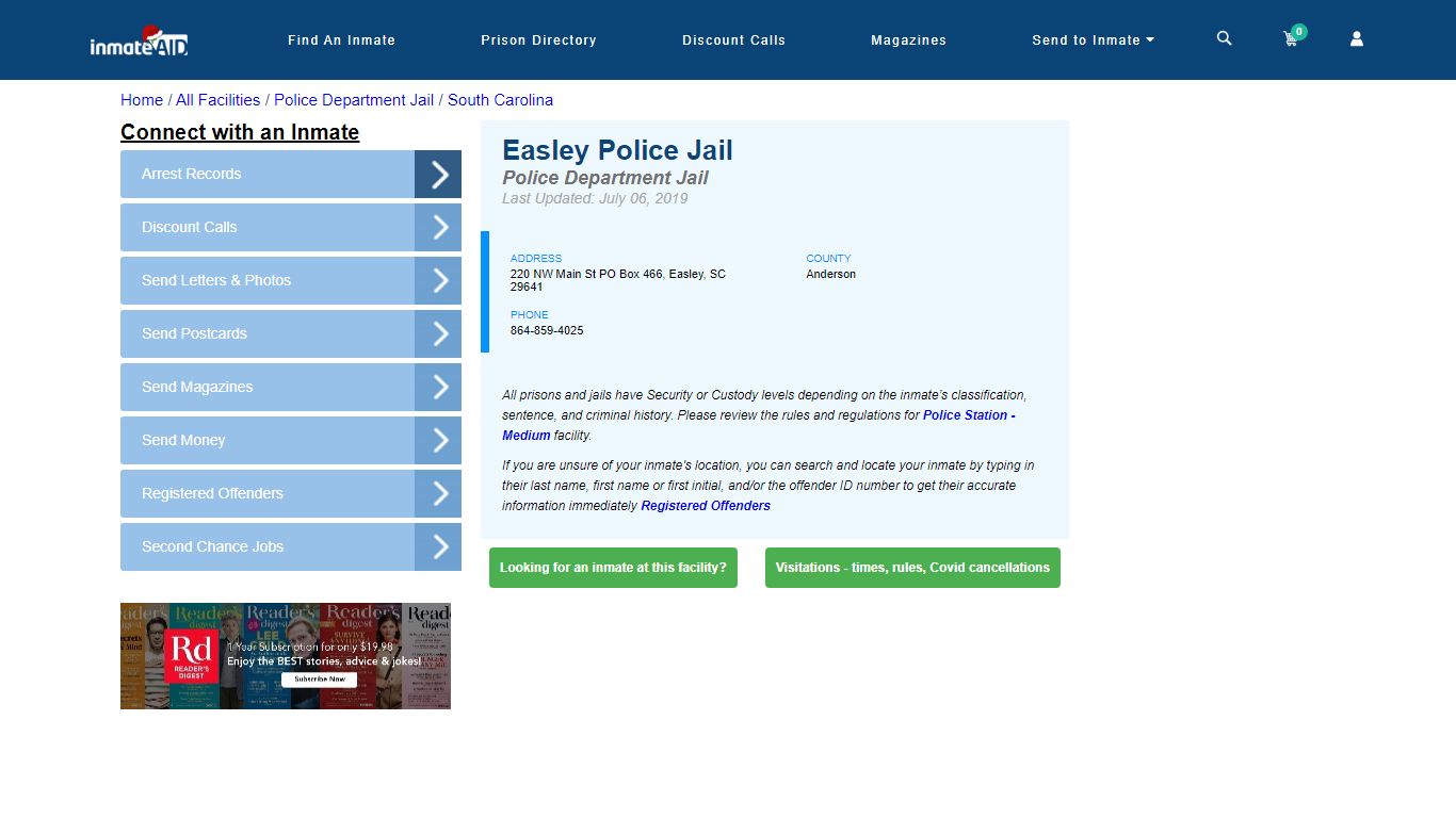 Easley Police Jail & Inmate Search - Easley, SC
