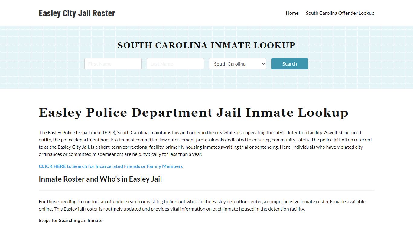 Easley Police Department & City Jail, SC Inmate Roster, Arrests, Mugshots