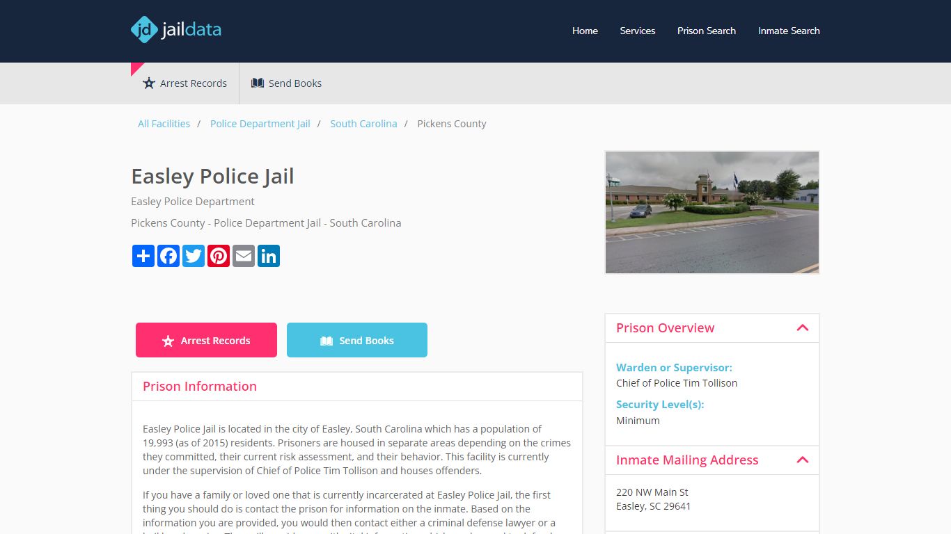Easley Police Jail Inmate Search and Prisoner Info - Easley, SC